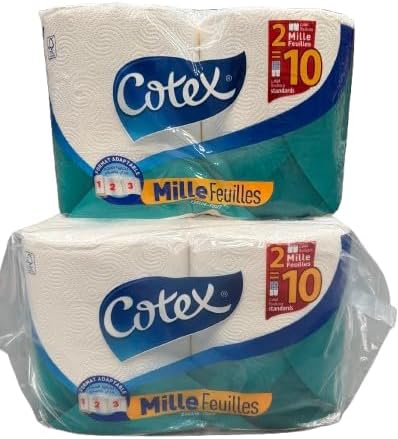 Two packs Kitchen Rolls of Cotex Mille Feuilles on a white background